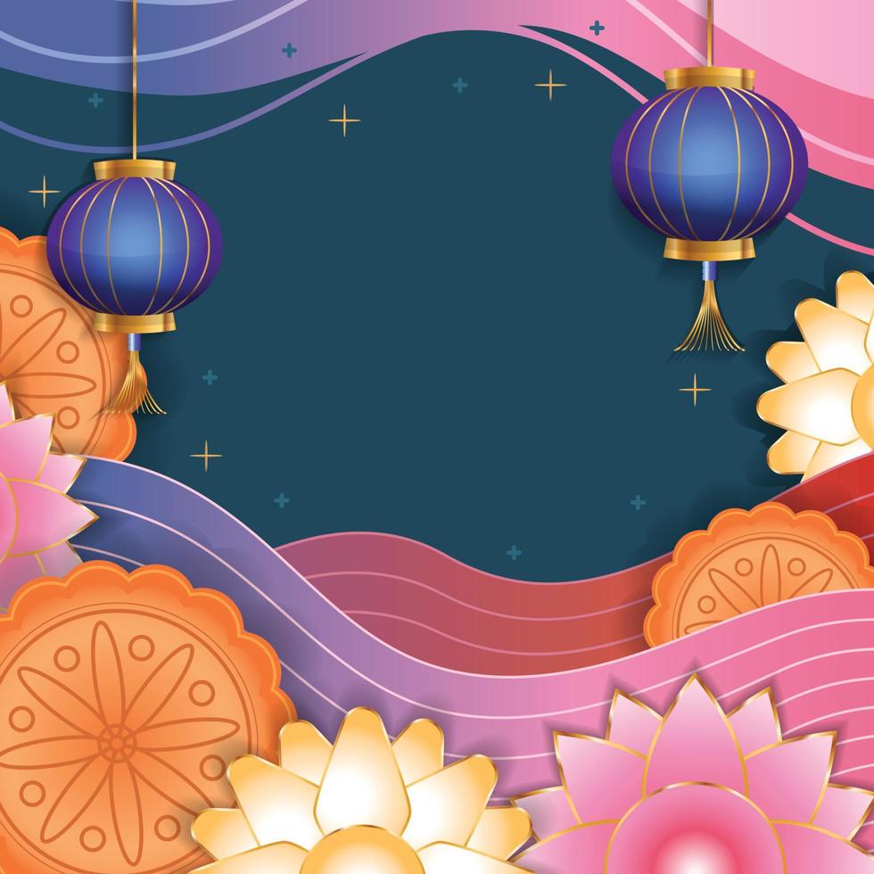 Mid Autumn Moon Cake Festival Background vector