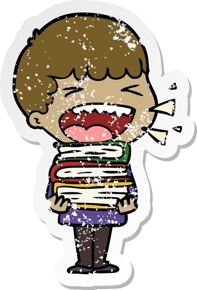 distressed sticker of a cartoon laughing man vector