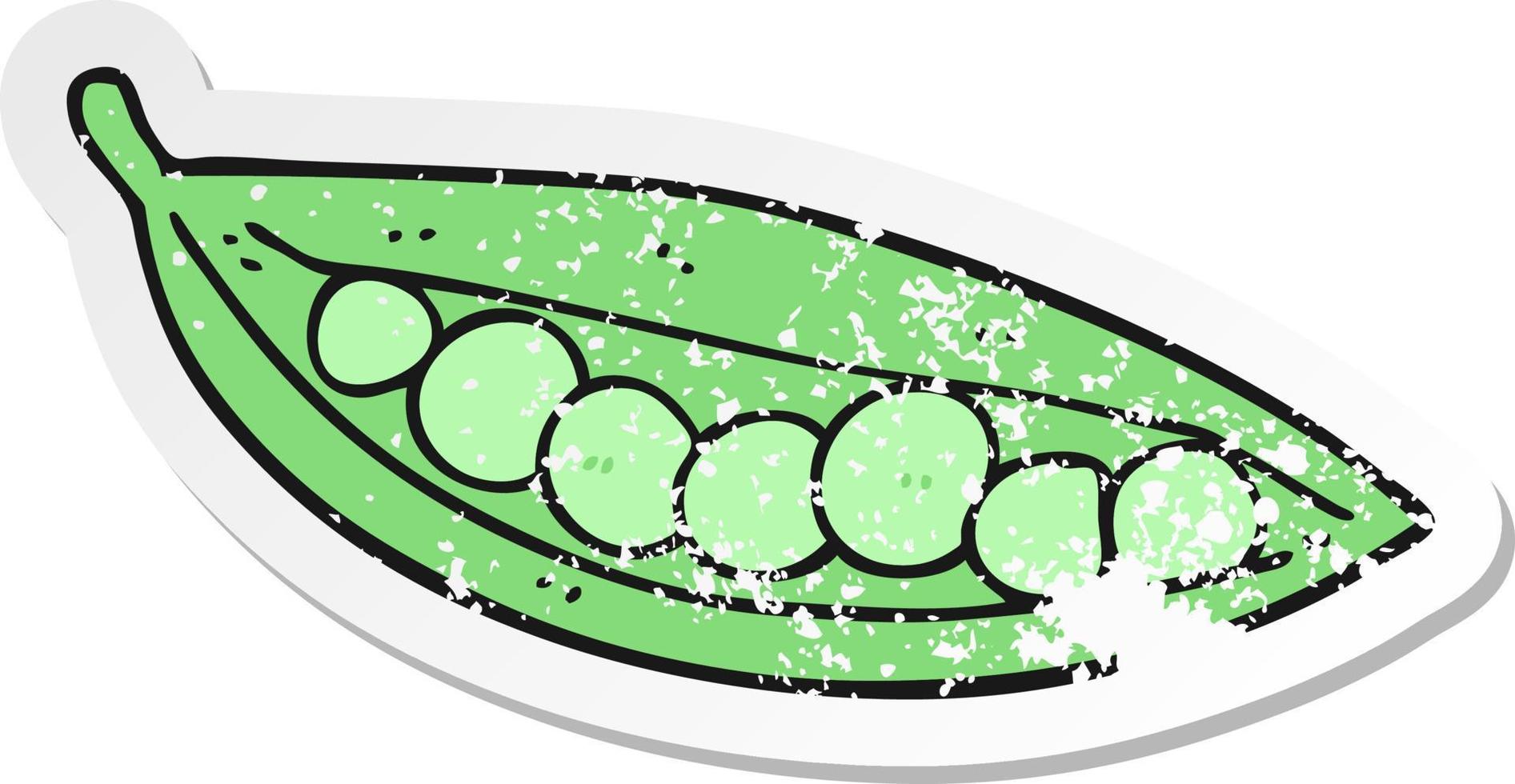 distressed sticker of a cartoon peas in pod vector