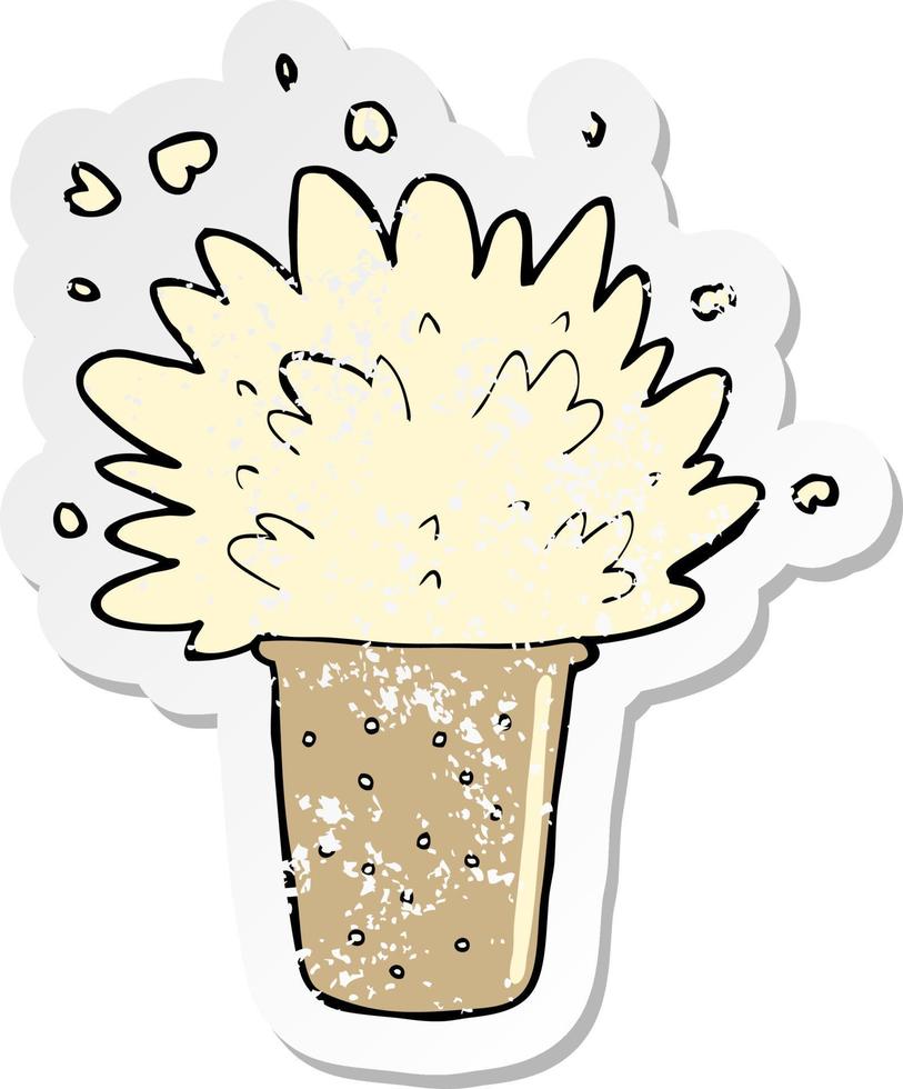 retro distressed sticker of a cartoon frothy beer vector