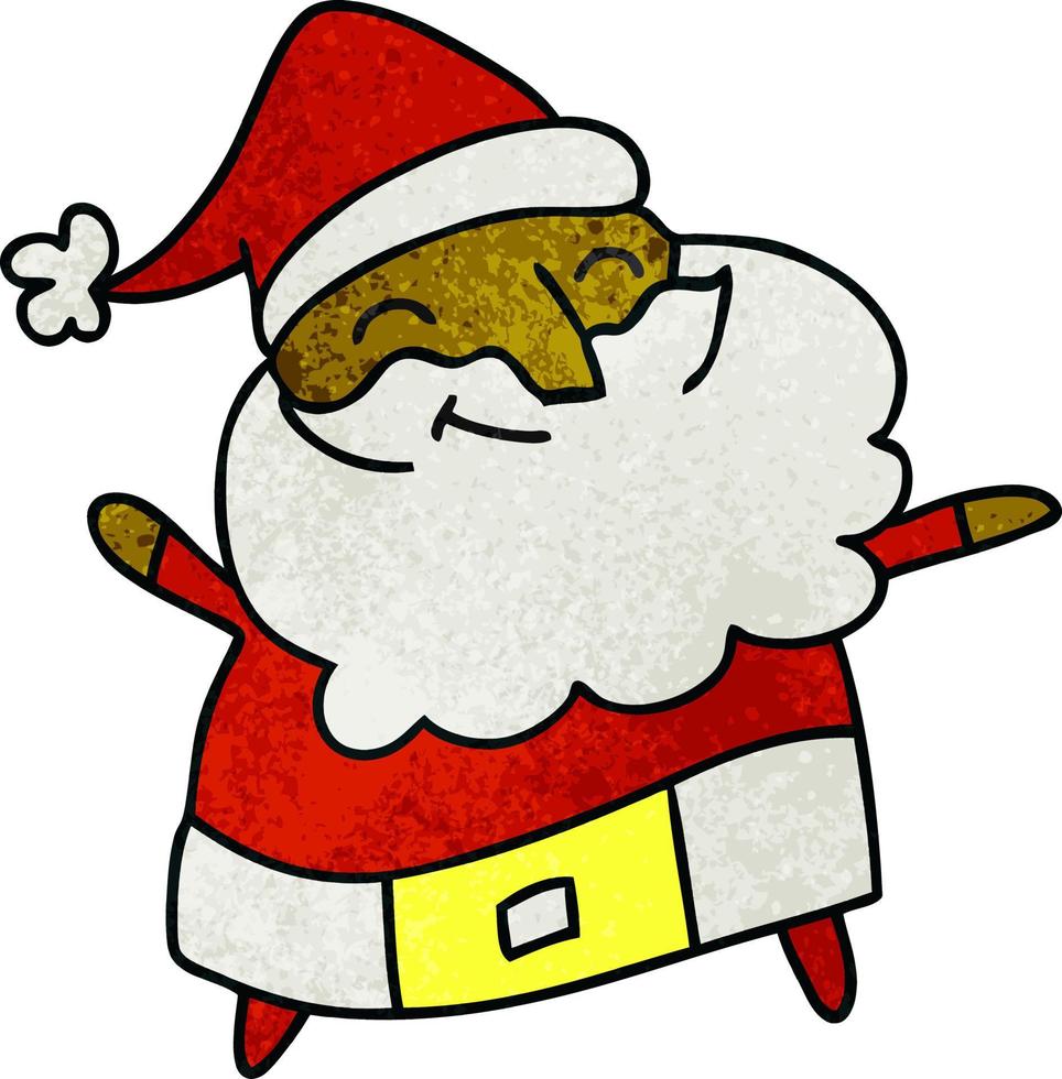 textured cartoon of a jolly father christmas vector