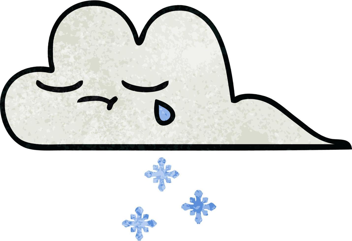 retro grunge texture cartoon snow cloud vector