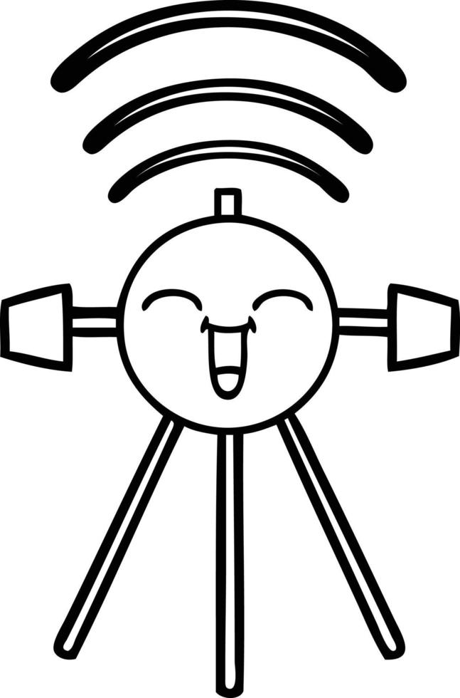 line drawing cartoon satellite vector