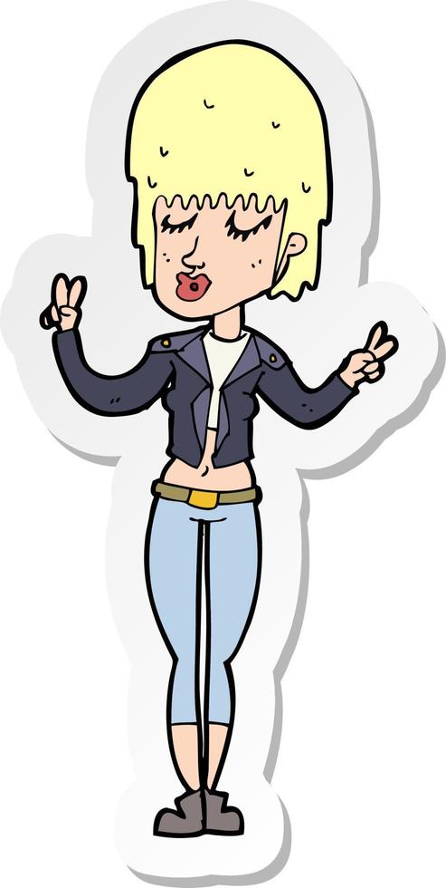 sticker of a cartoon cool girl vector