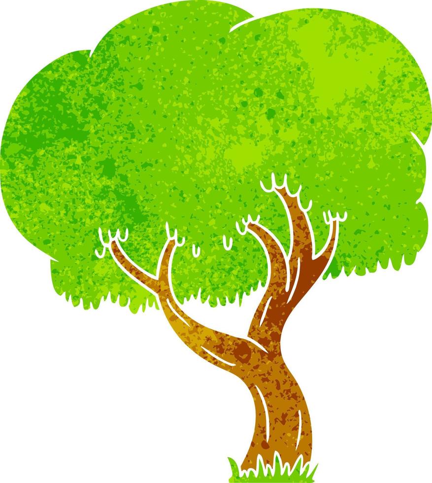 retro cartoon doodle of a summer tree vector