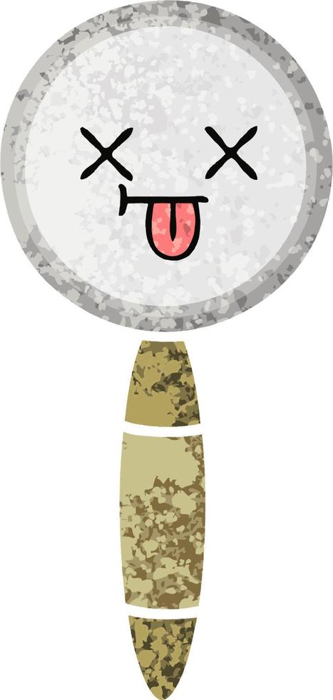retro illustration style cartoon magnifying glass vector