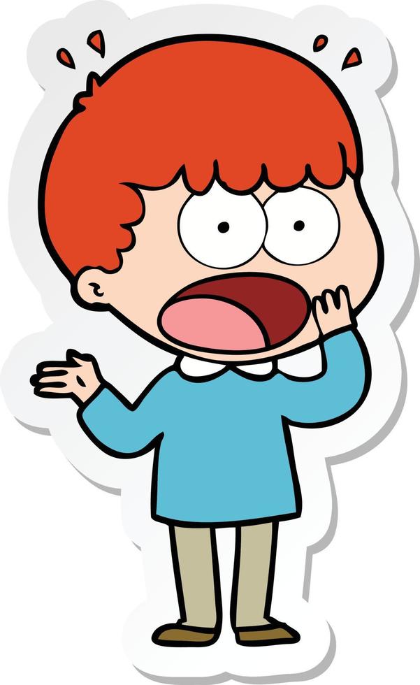 sticker of a cartoon shocked man gasping vector