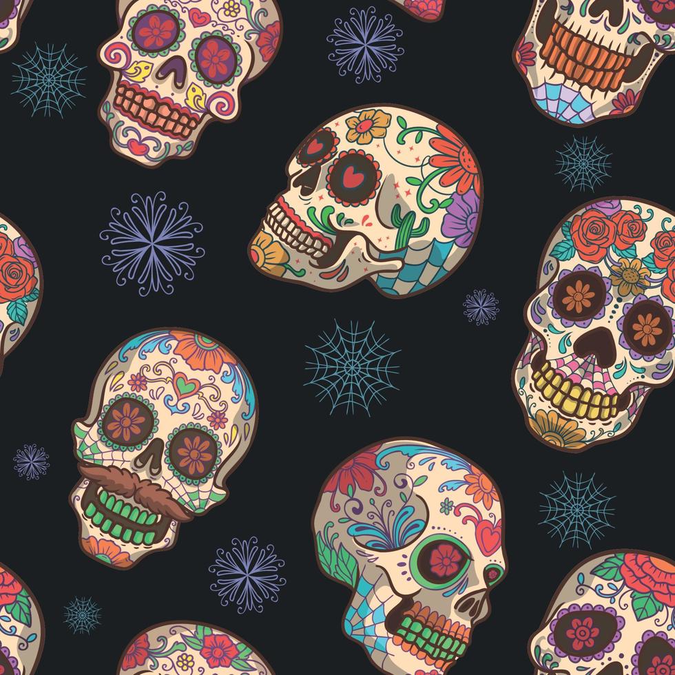 calavera calavera de azúcar sin costuras vector