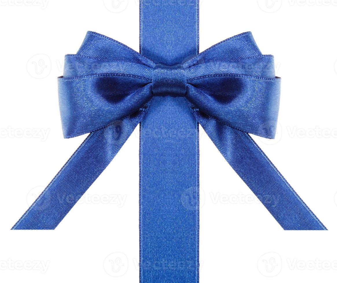 blue bow with horizontal cut ends on ribbon photo