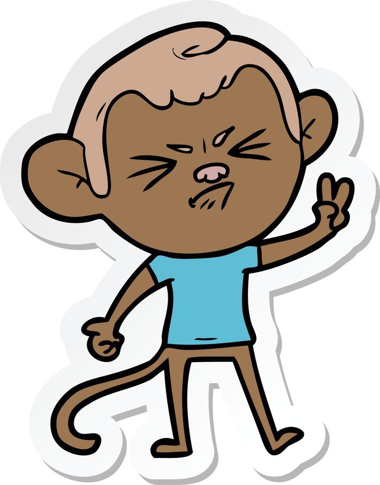 sticker of a cartoon angry monkey vector