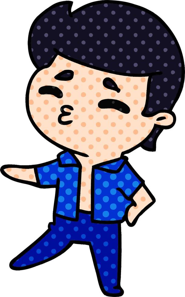 cartoon kawaii 1950 cute boy vector