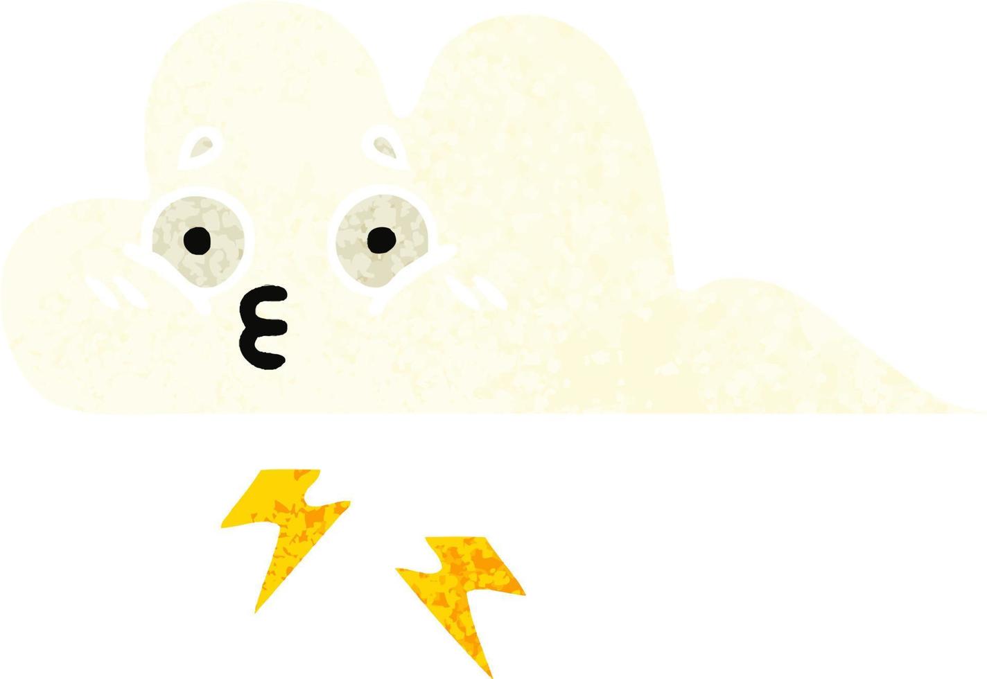 retro illustration style cartoon thunder cloud vector