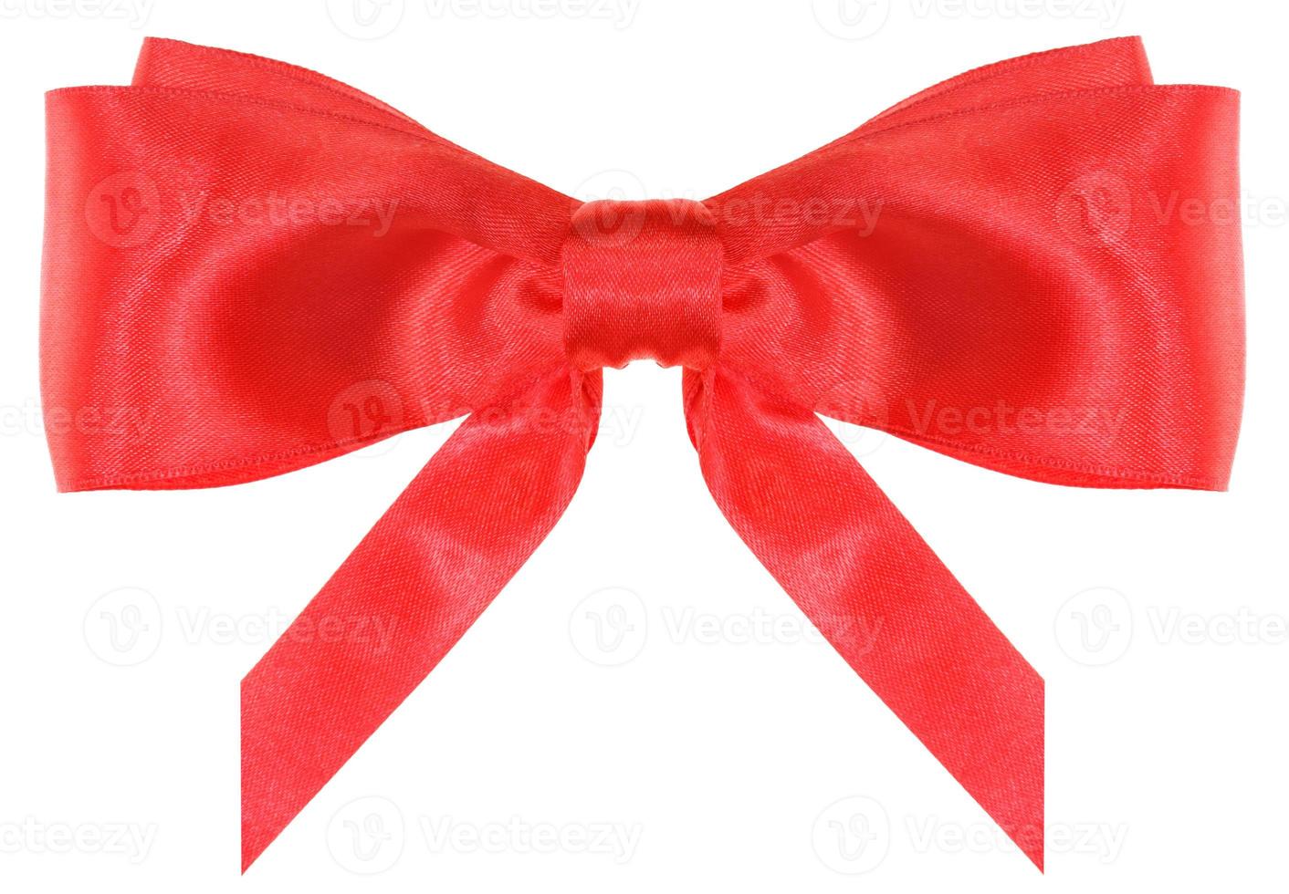 symmetric red ribbon bow with vertically cut ends photo