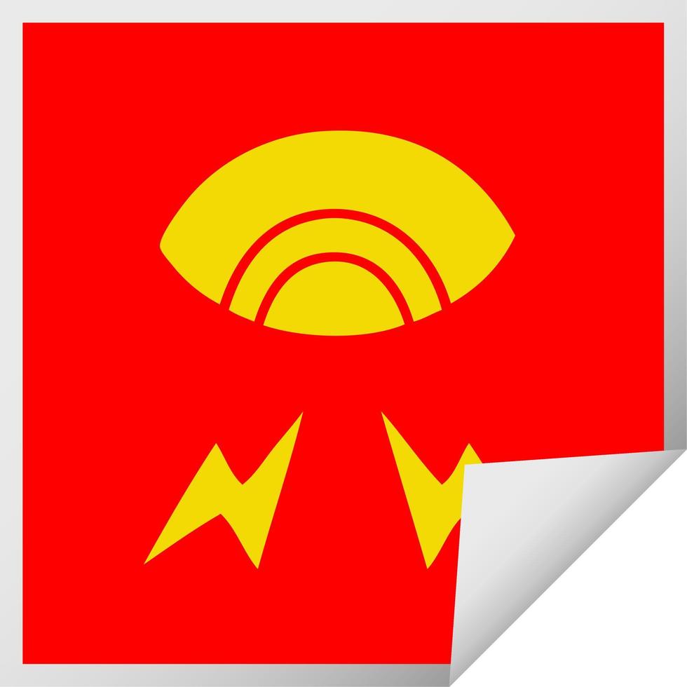 square peeling sticker cartoon mystic eye vector