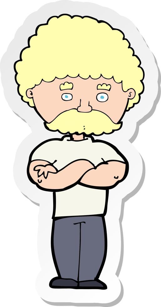 sticker of a cartoon dad with folded arms vector