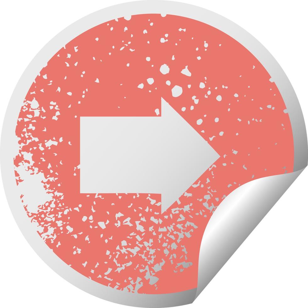 distressed circular peeling sticker symbol arrow symbol vector