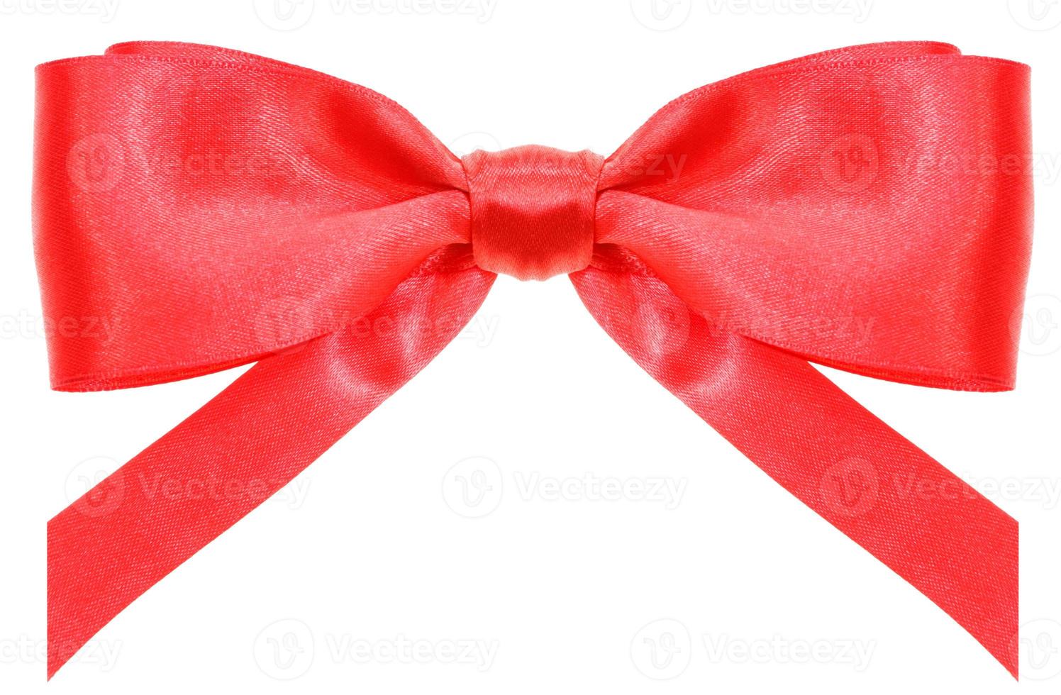 symmetric red ribbon bow with vertically cut ends photo