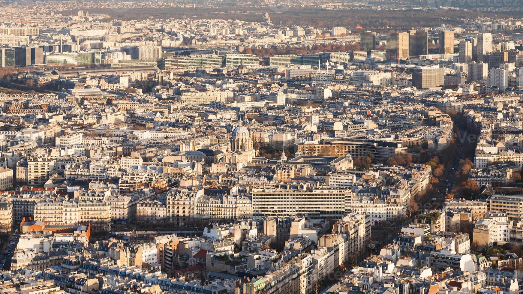 above view of in Paris at winter sunset photo