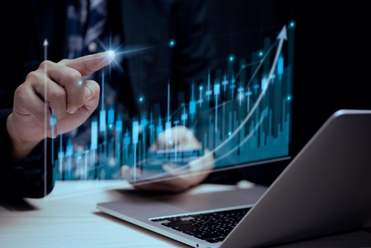 Business graph growth data stock market and forex exchange analysis chart finance trade currency economic report financial and investment funds and digital assets management. photo