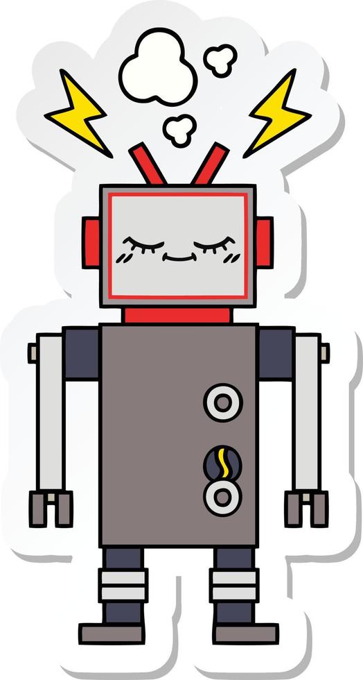 sticker of a cute cartoon dancing robot vector