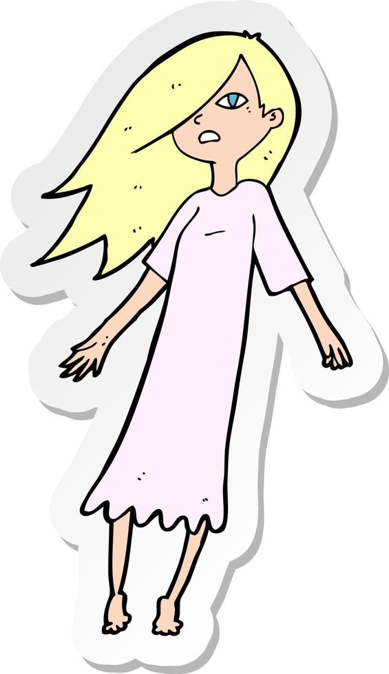 sticker of a cartoon ghost like girl vector