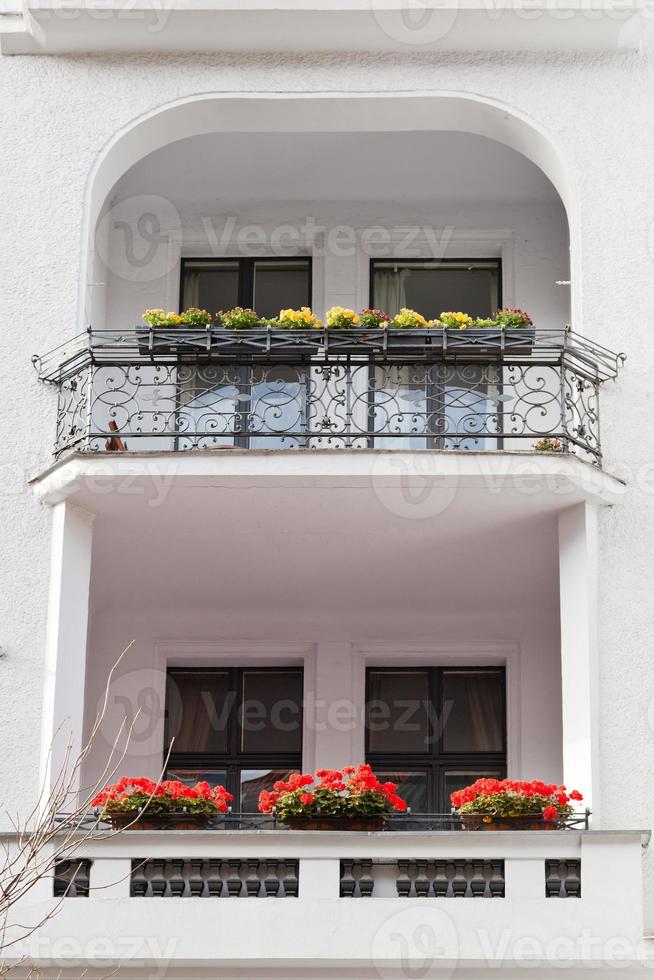 flowerbeds at balcony residential house photo