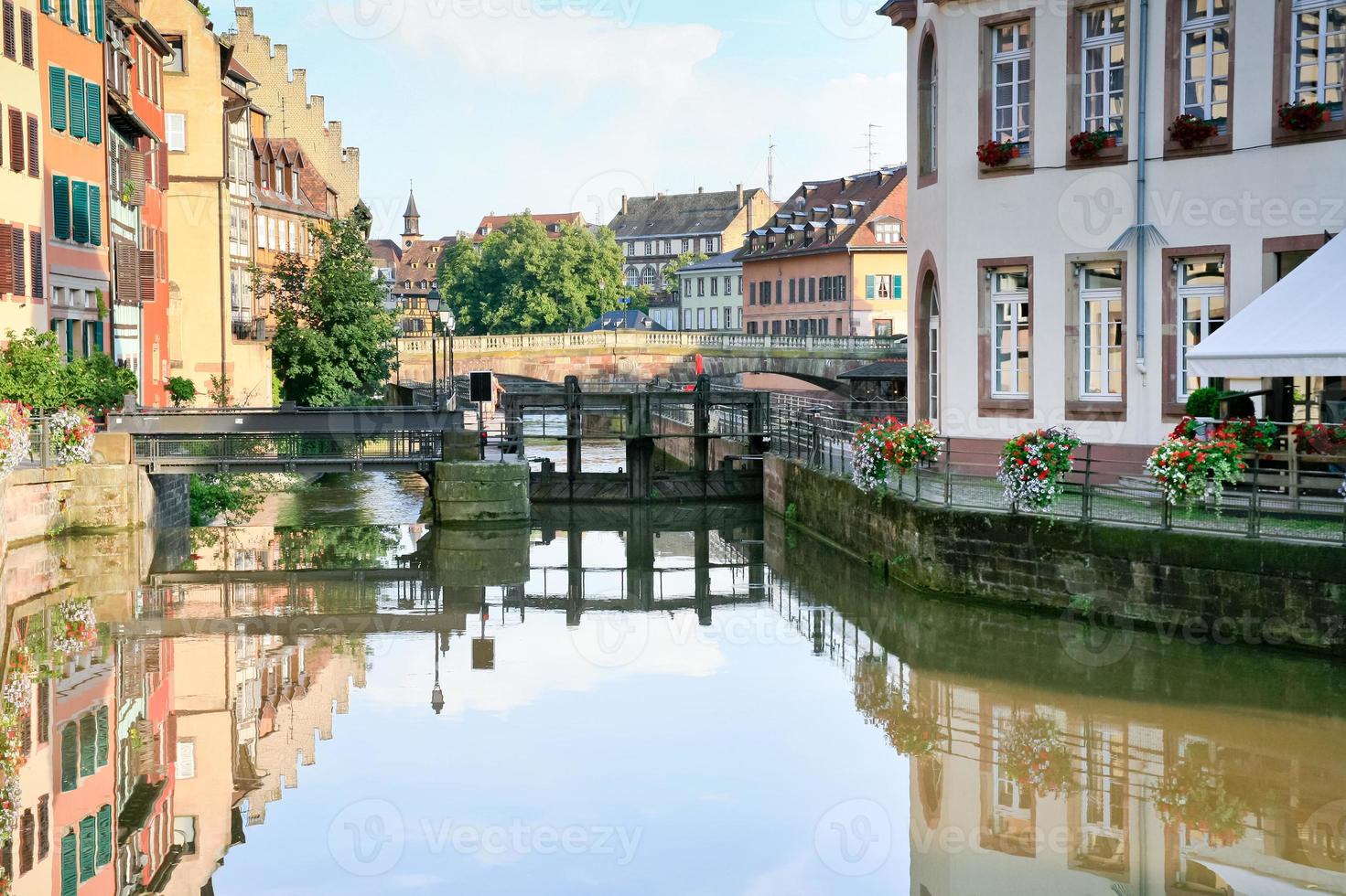 Ill river canal in old town Strasbourg, France photo