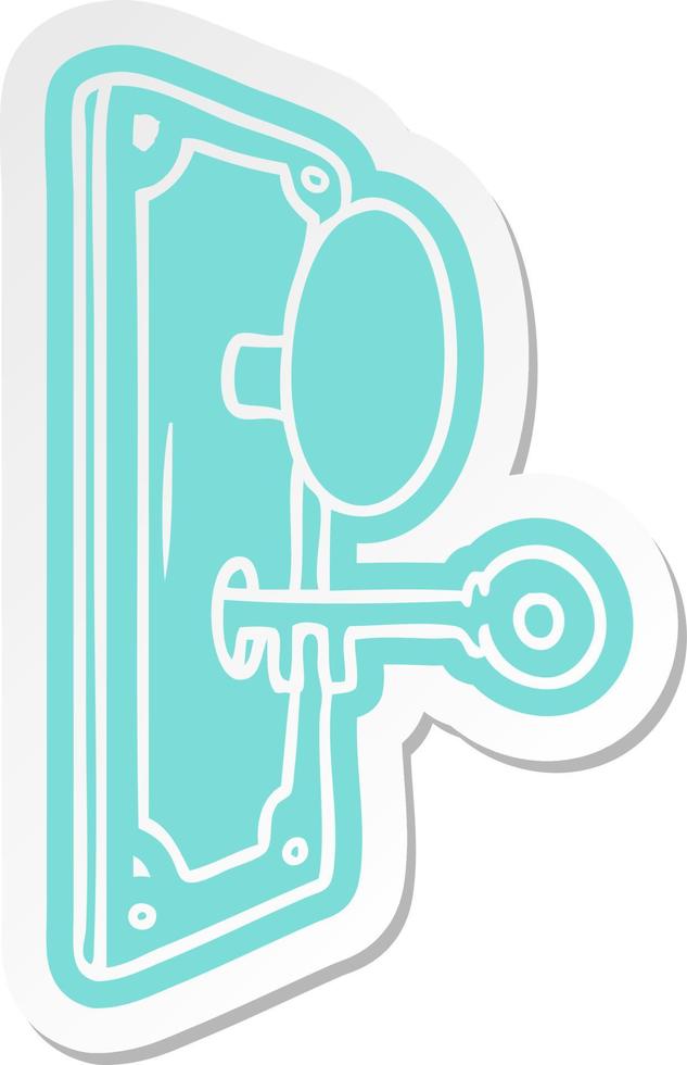 cartoon sticker of a door handle vector