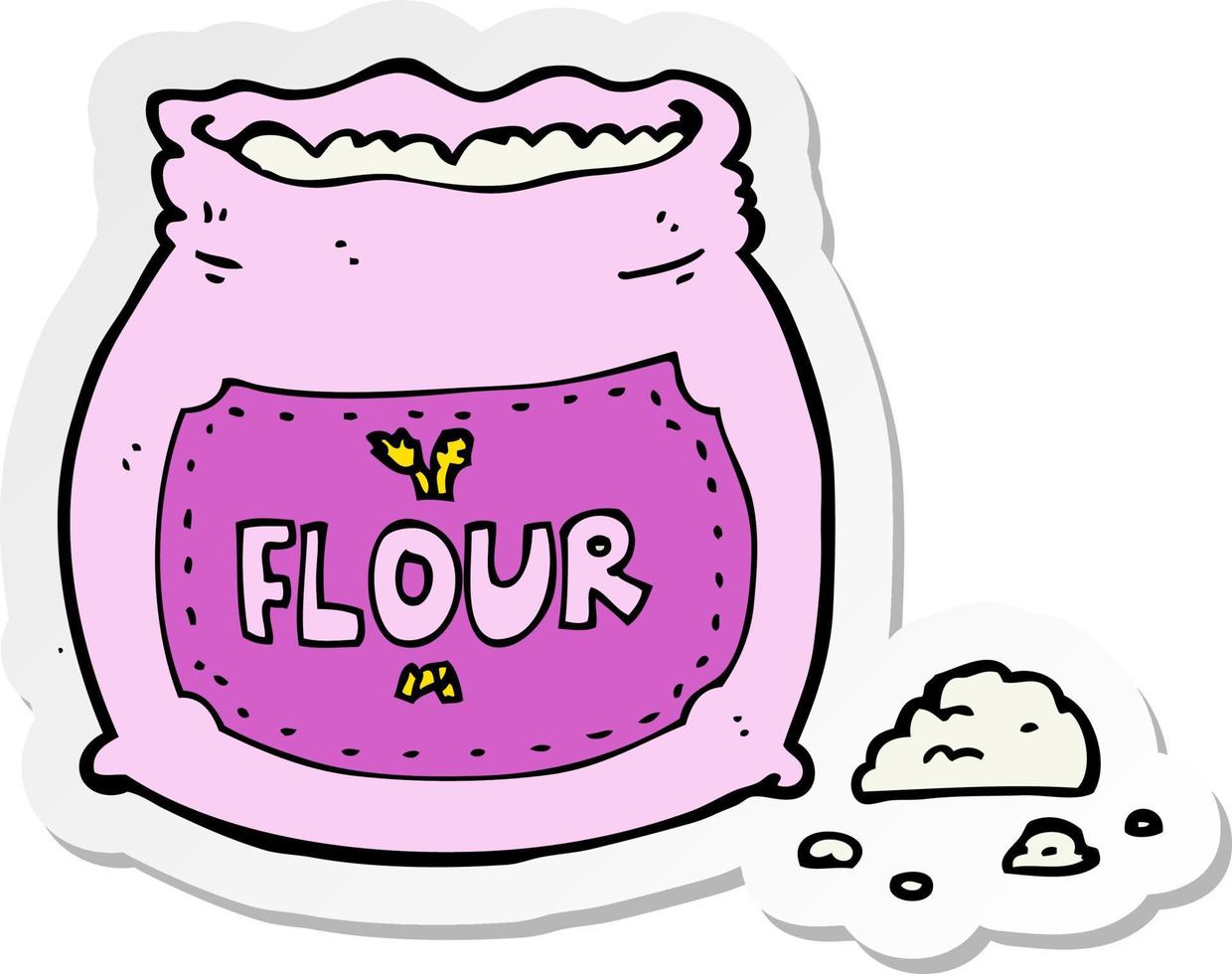 sticker of a cartoon pink bag of flour vector