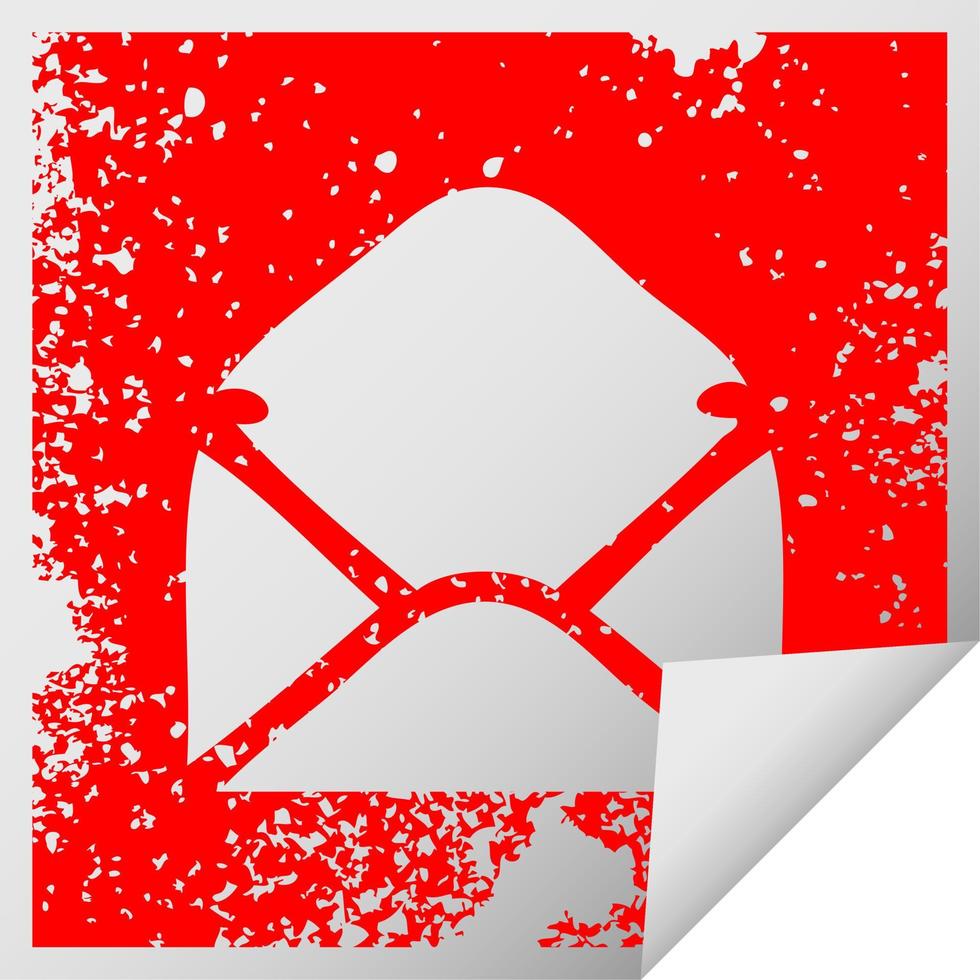 distressed square peeling sticker symbol paper envelope vector