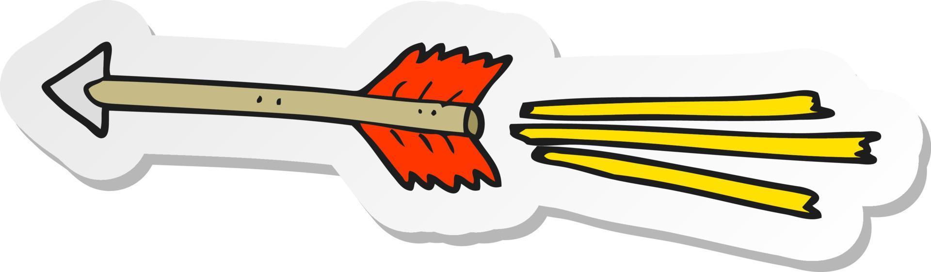 sticker of a cartoon flying arrow vector