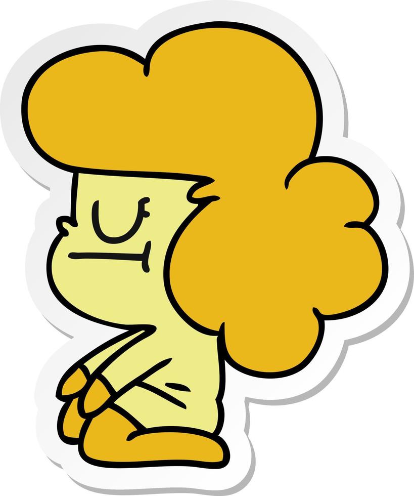 sticker cartoon of a kawaii alien girl vector