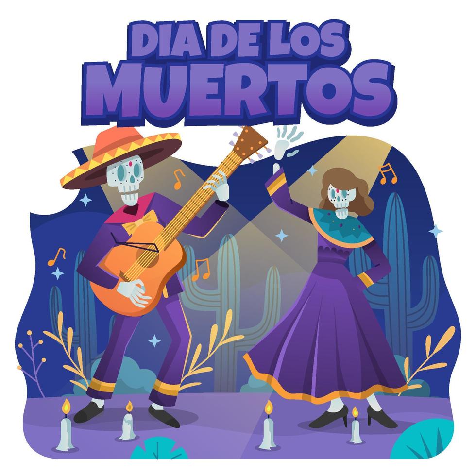 cantando y bailando el dia de los muertos vector