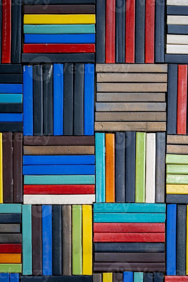 Cement arts pattern colourful background like the arranged books on the wall. photo