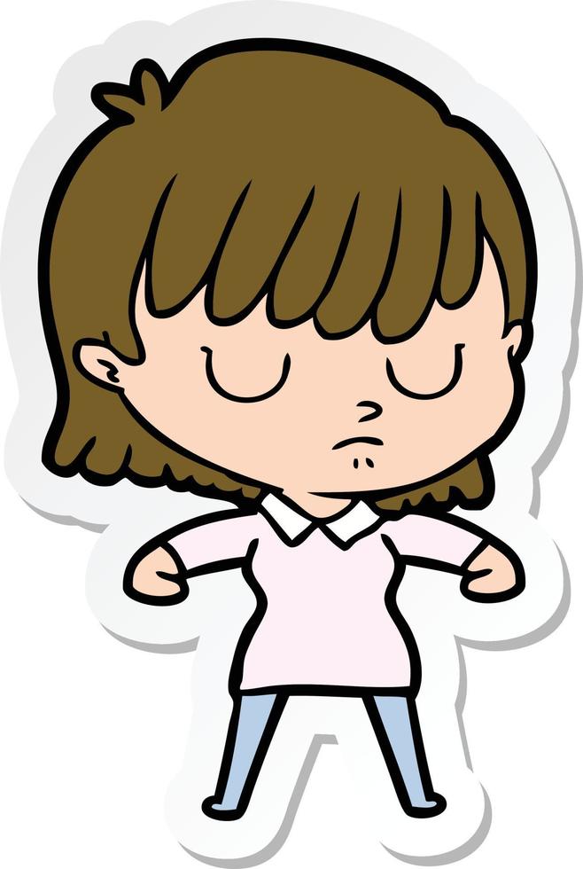 sticker of a cartoon woman vector