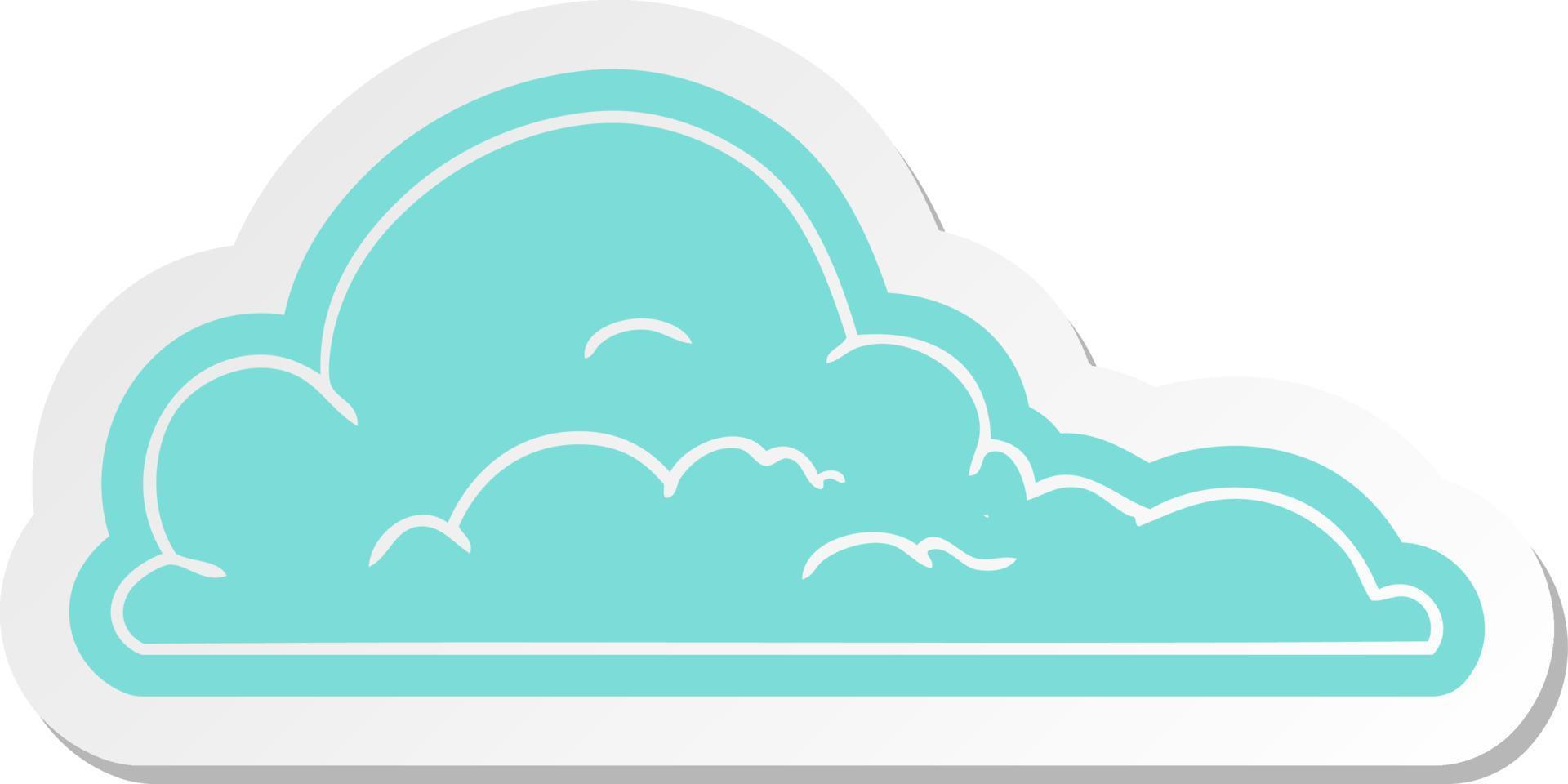 cartoon sticker of white large clouds vector