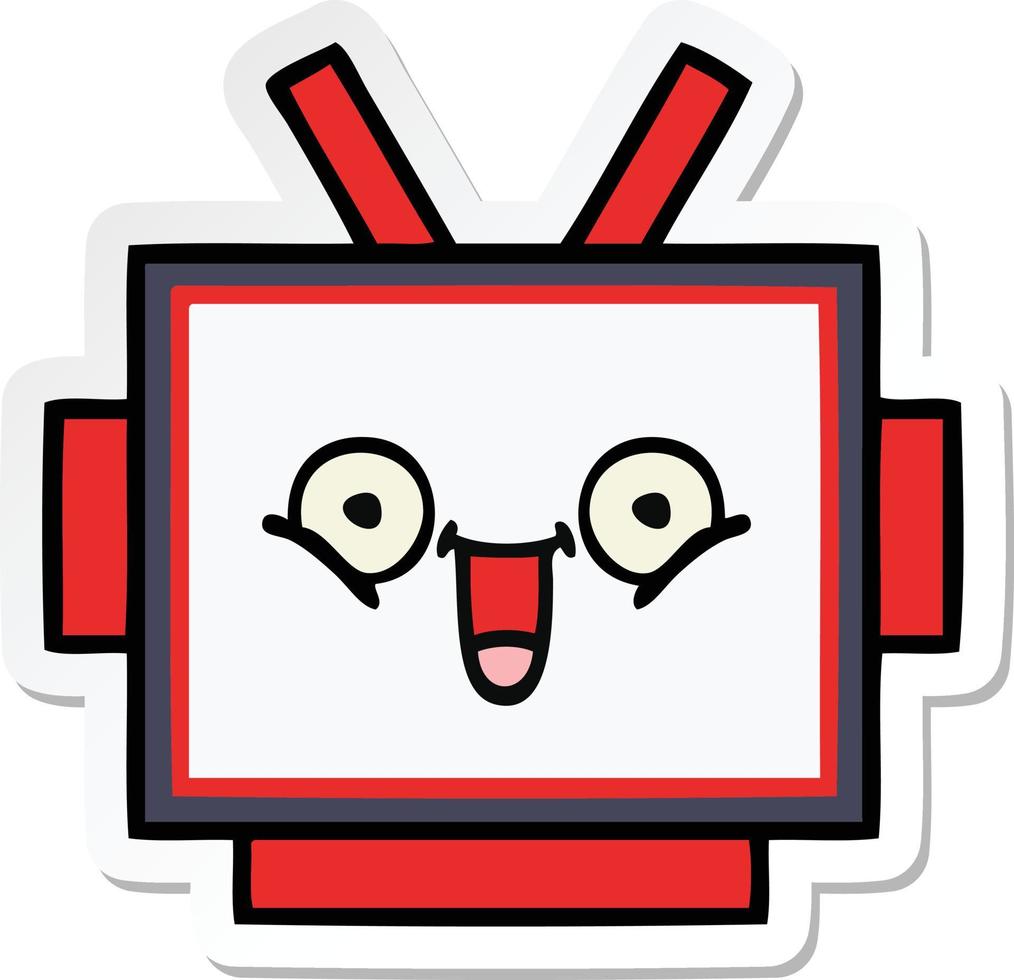 sticker of a cute cartoon robot head vector