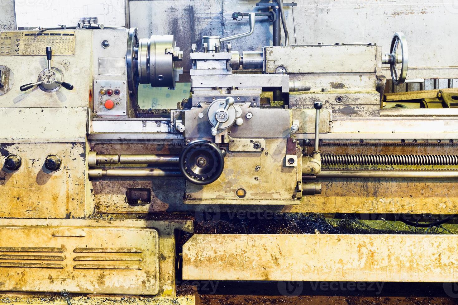 front view of old metalworking lathe machine photo