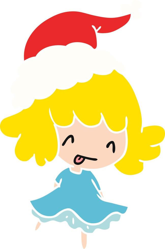 christmas cartoon of kawaii girl vector