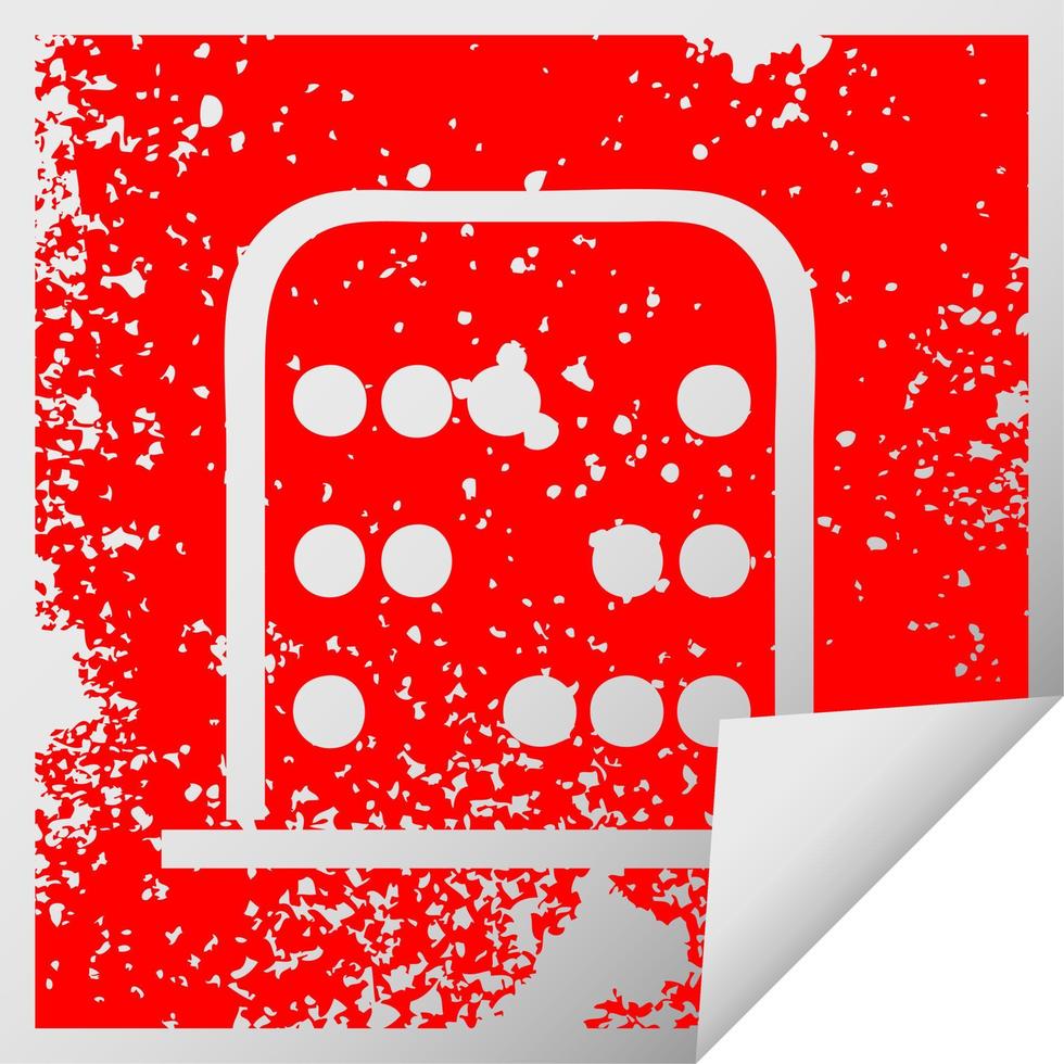 distressed square peeling sticker symbol maths abacus vector
