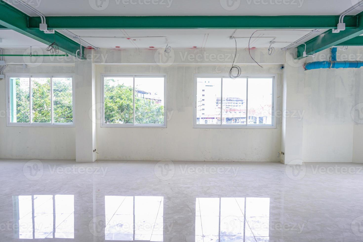 Under construction empty room in construction process. photo