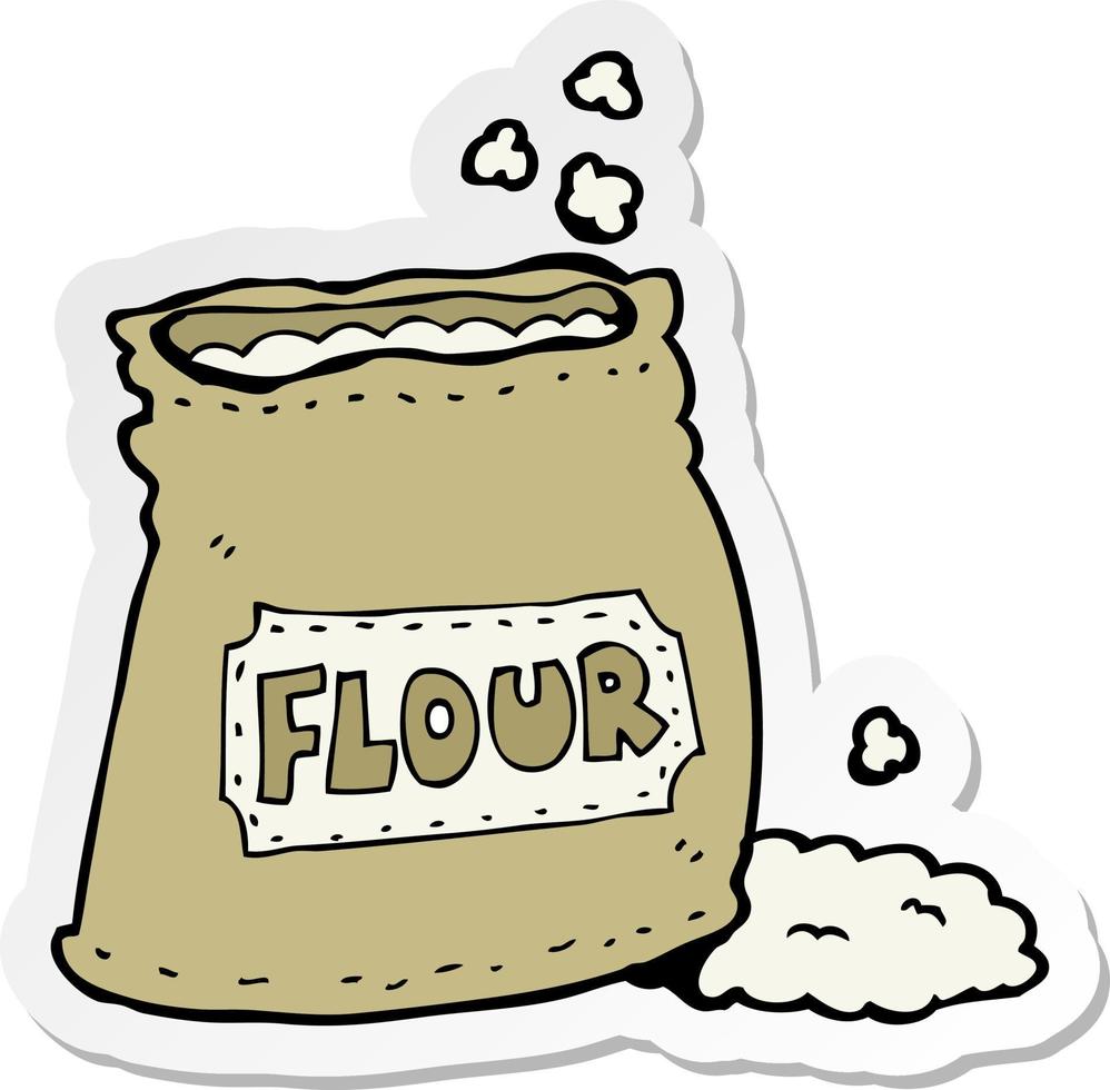 sticker of a cartoon bag of flour vector