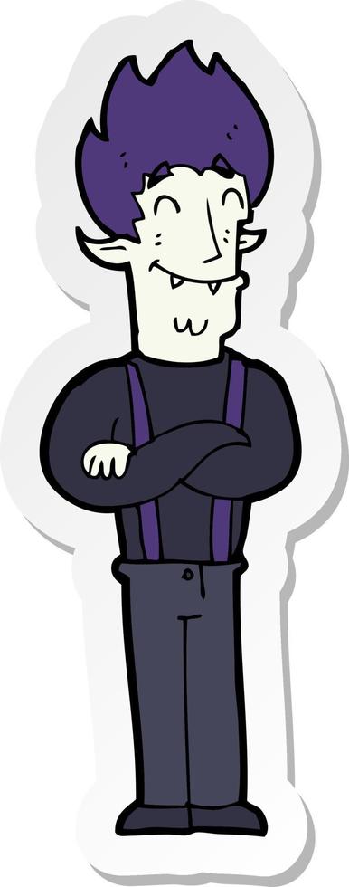 sticker of a cartoon happy vampire man vector