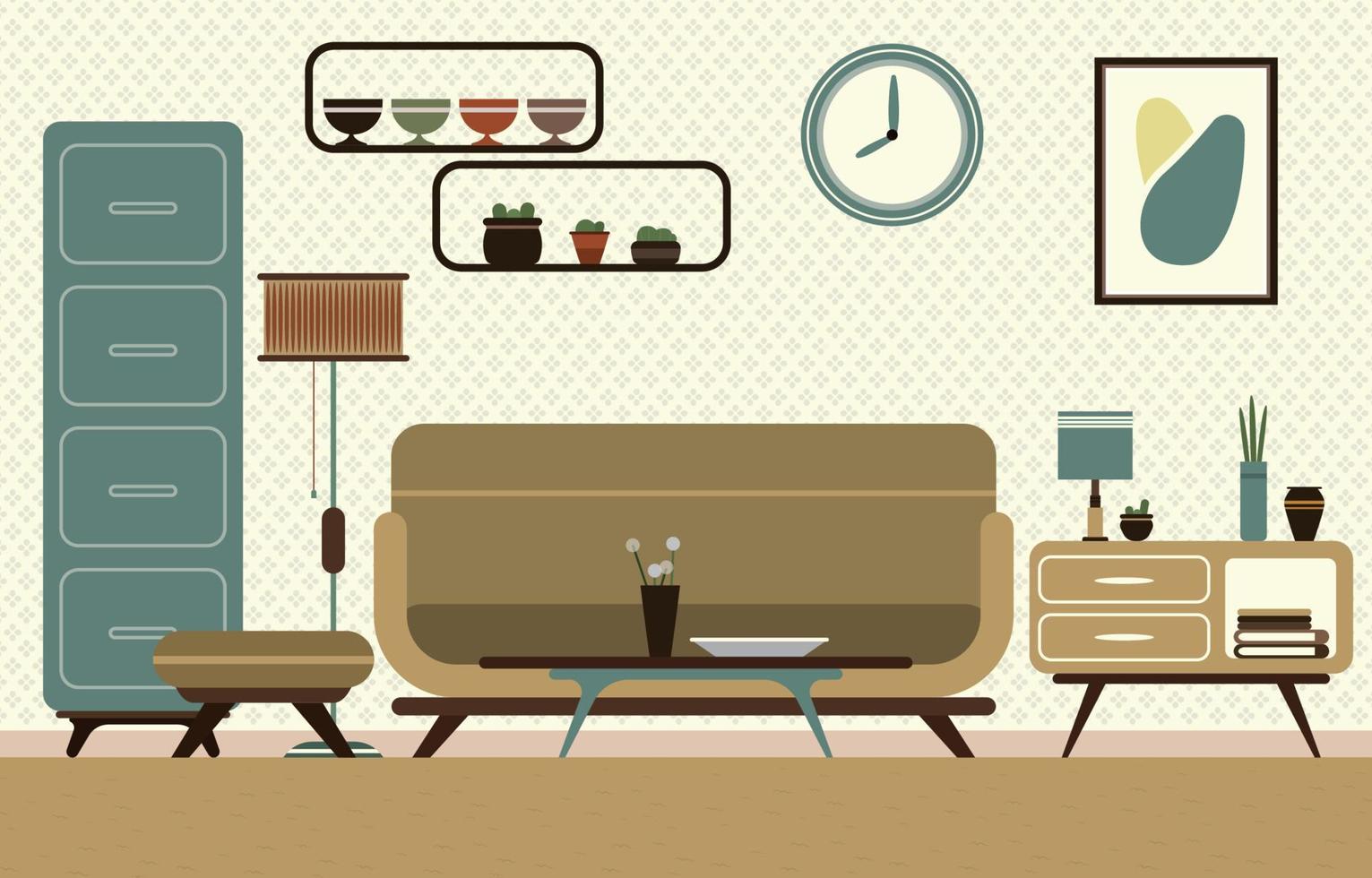 Retro Interior Background Concept vector