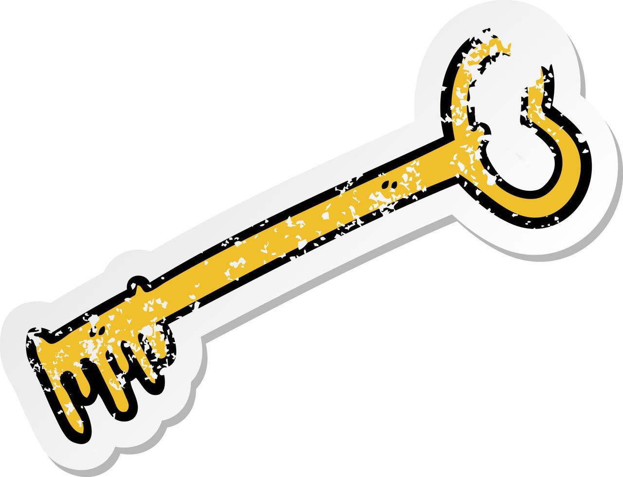 distressed sticker of a cartoon fancy old key vector