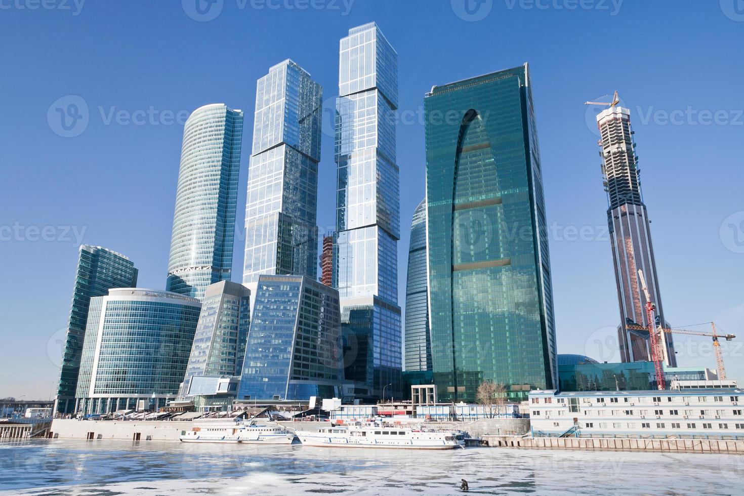 view on new Moscow City buildings in winter photo