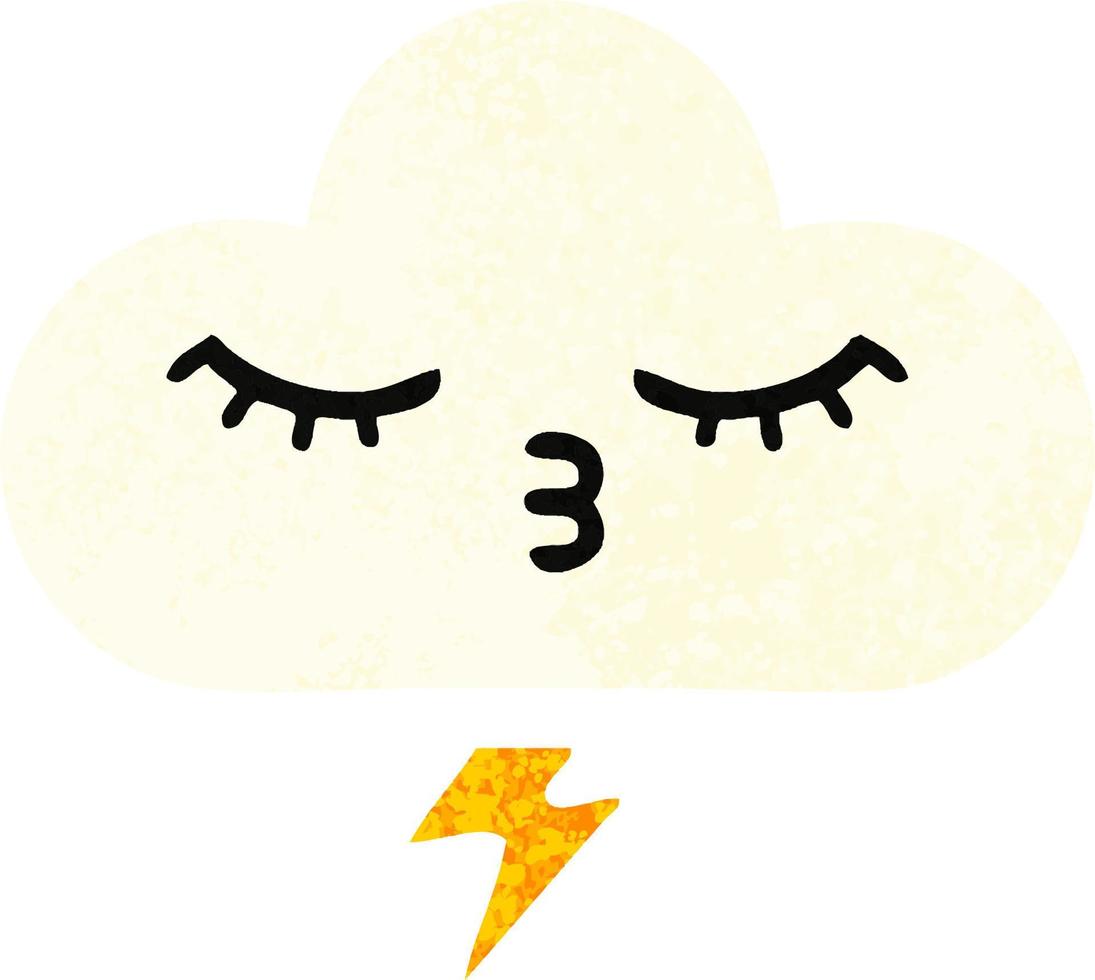 retro illustration style cartoon thunder cloud vector