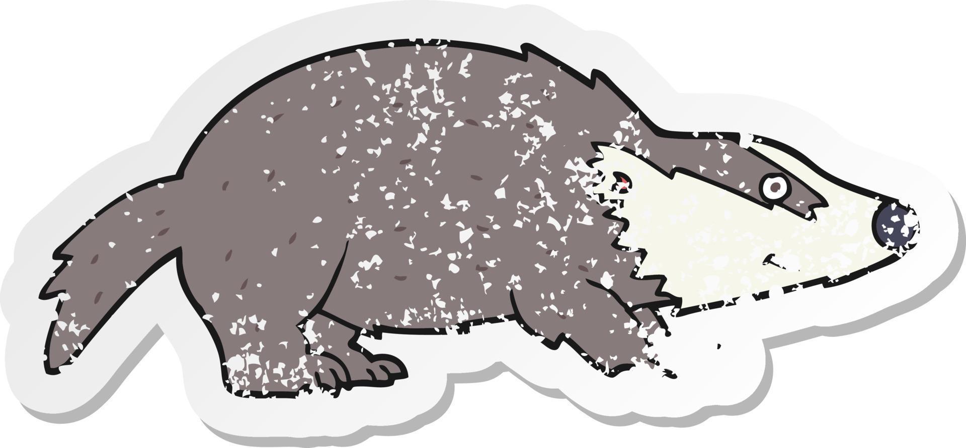 distressed sticker of a cartoon badger vector
