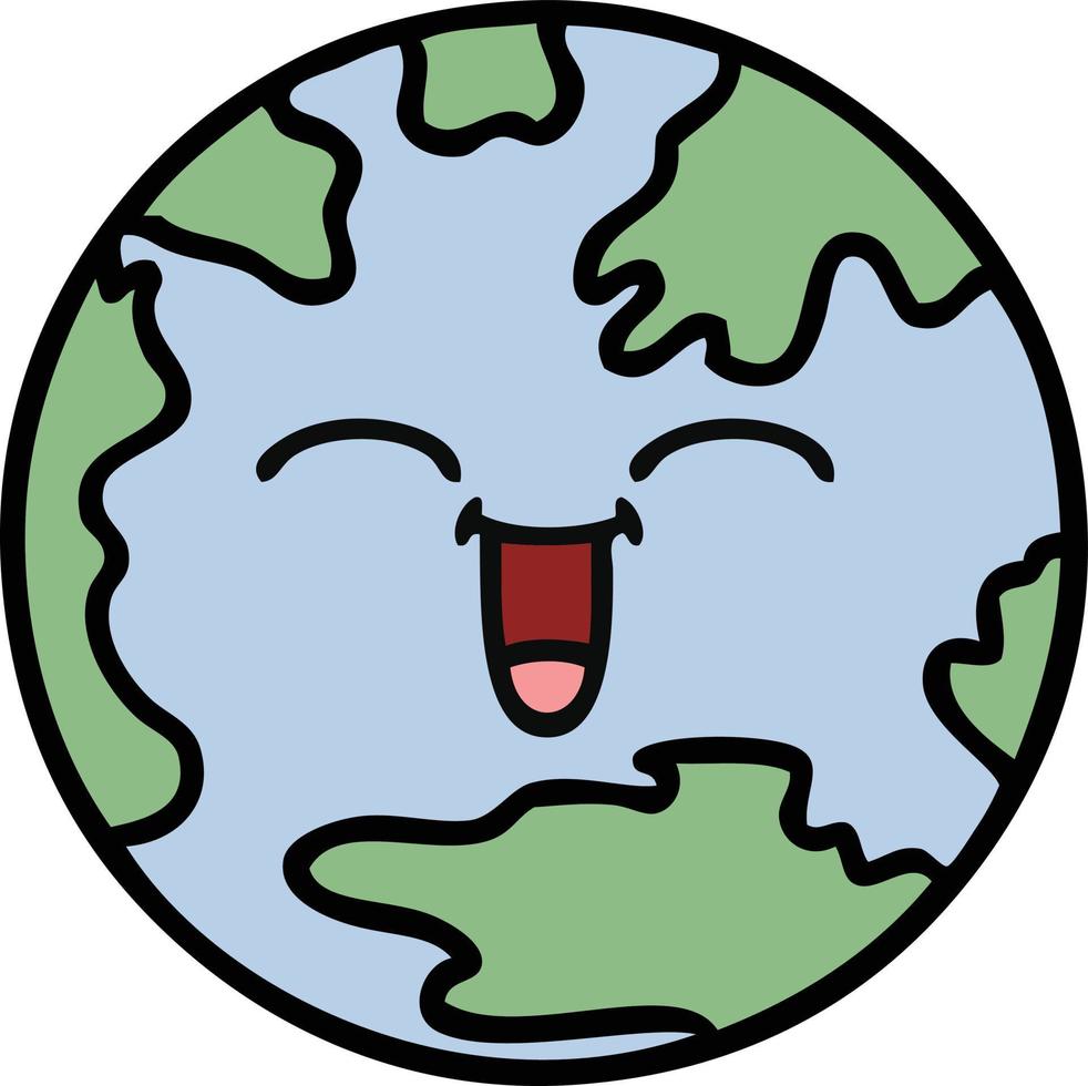 cute cartoon planet earth vector