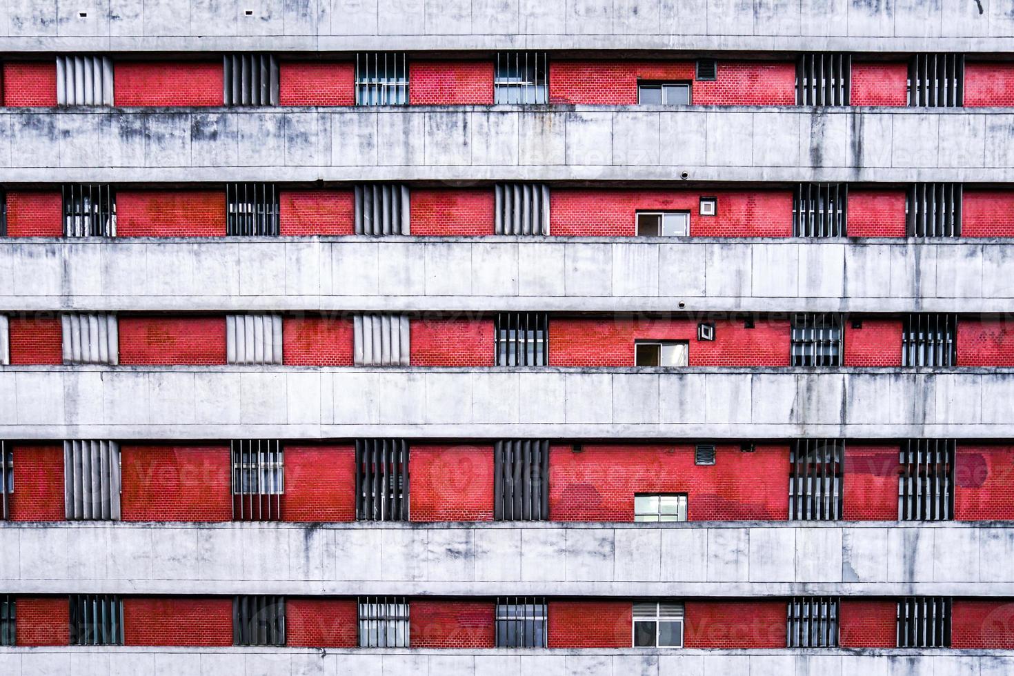 apartment window and wall at day in the Taipei city, Taiwan., Combination between modern and vintage style. photo